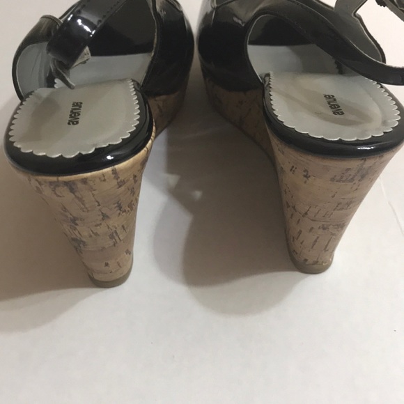 Avenue Black Slingback Open Toe Cork Wedge - Picture 7 of 7